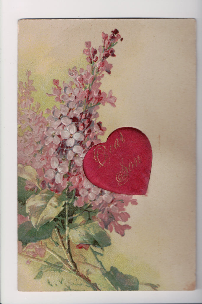 Greetings - Artist signed - Klein - pink flowers, DEAR SON insert - B05112