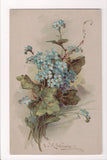Greetings - Artist signed - Klein - blue forget me knots postcard - B05296