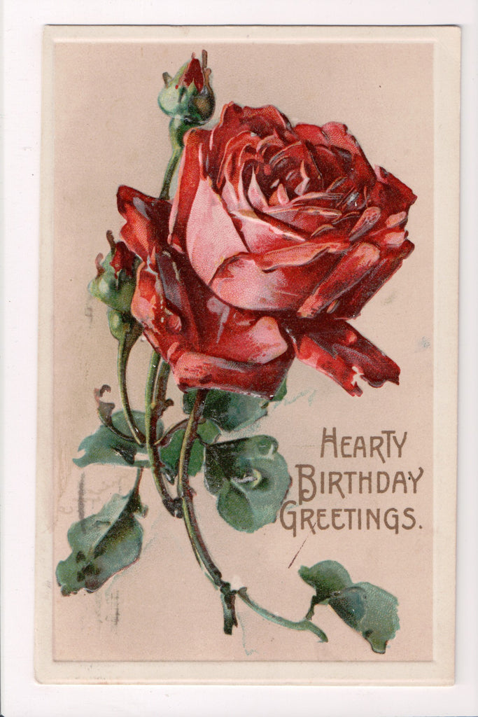 Greetings - Artist signed - Klein - @1914 red rose postcard - SL2101