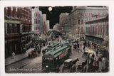 CA, LOS ANGELES - Spring Street, Store signs, trolly cars, etc postcard - L03012
