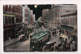 CA, Los Angeles - Spring Street, Store signs, trolly cars, etc postcard - L03012