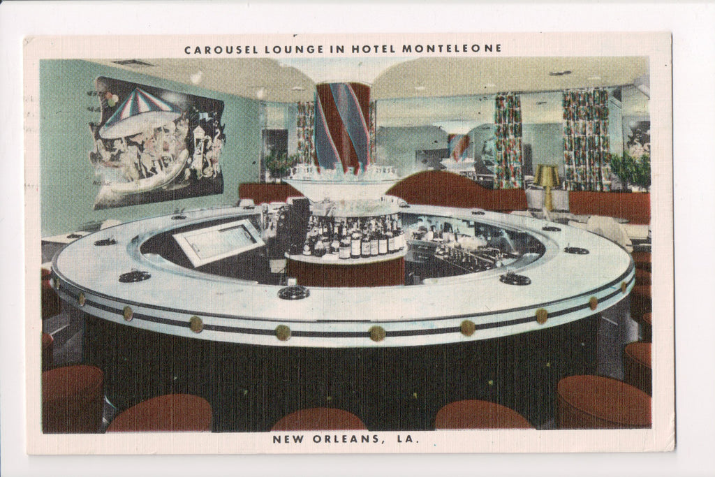 LA, NEW ORLEANS - Hotel Monteleone, Carousel Lounge @1956 postcard - A12047