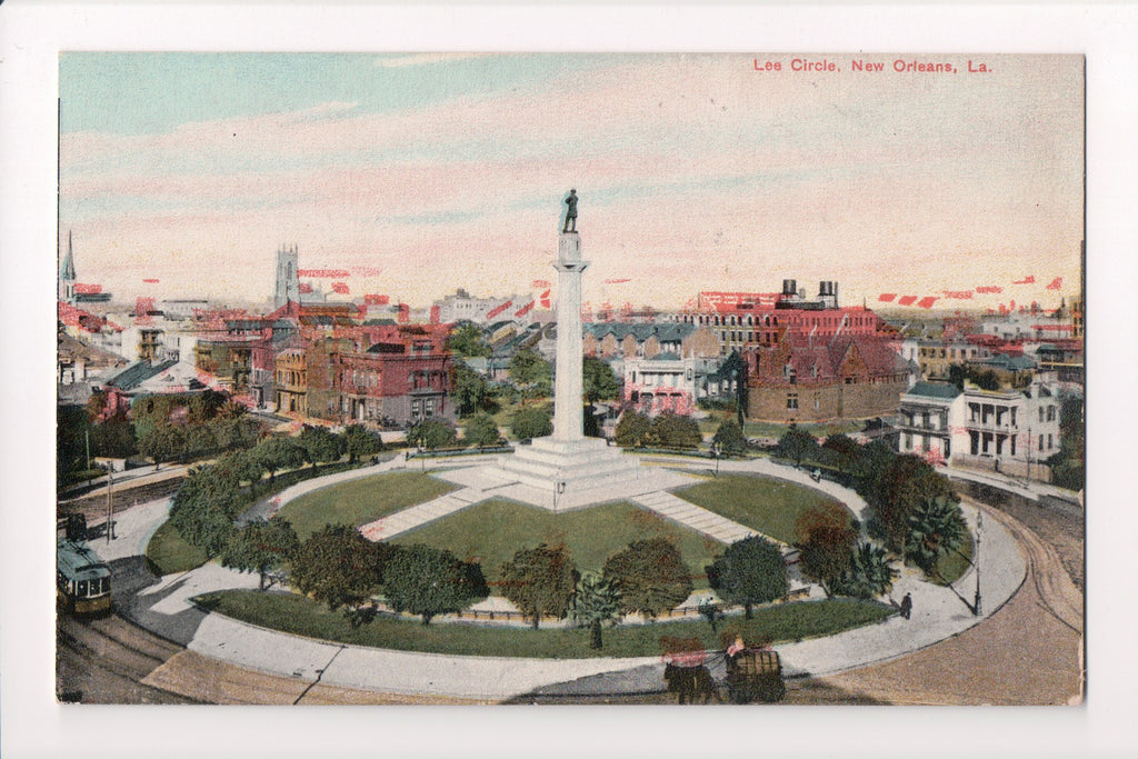 LA, New Orleans - Les Circle - Bird Eye View postcard - CP0166