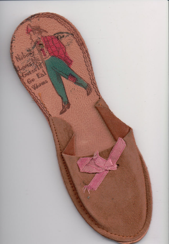 Leather Postcard - ACTUAL slipper with stuffed toe - @1907 - 800630