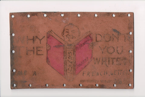 Leather Postcard - Man reading book (Pickwick Papers by Dickens) - A04200