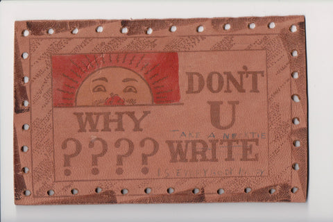 Leather Postcard - WHY DON'T U WRITE - DPO cancel SOUTH OMAHA, NE - C17489