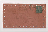 Leather Postcard - CAN'T YOU SEE I'M LONELY - lady with large feathered hat - C1