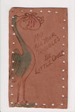 Leather Postcard - Stork, baby bundle - SOUTH OMAHA, NE cancel - C17519