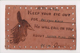 Leather Postcard - Keep your eye out (donkey eye punched out) - K03284