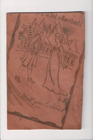 Leather (no postcard back) - Won't you be mine, artist signed - RP0031