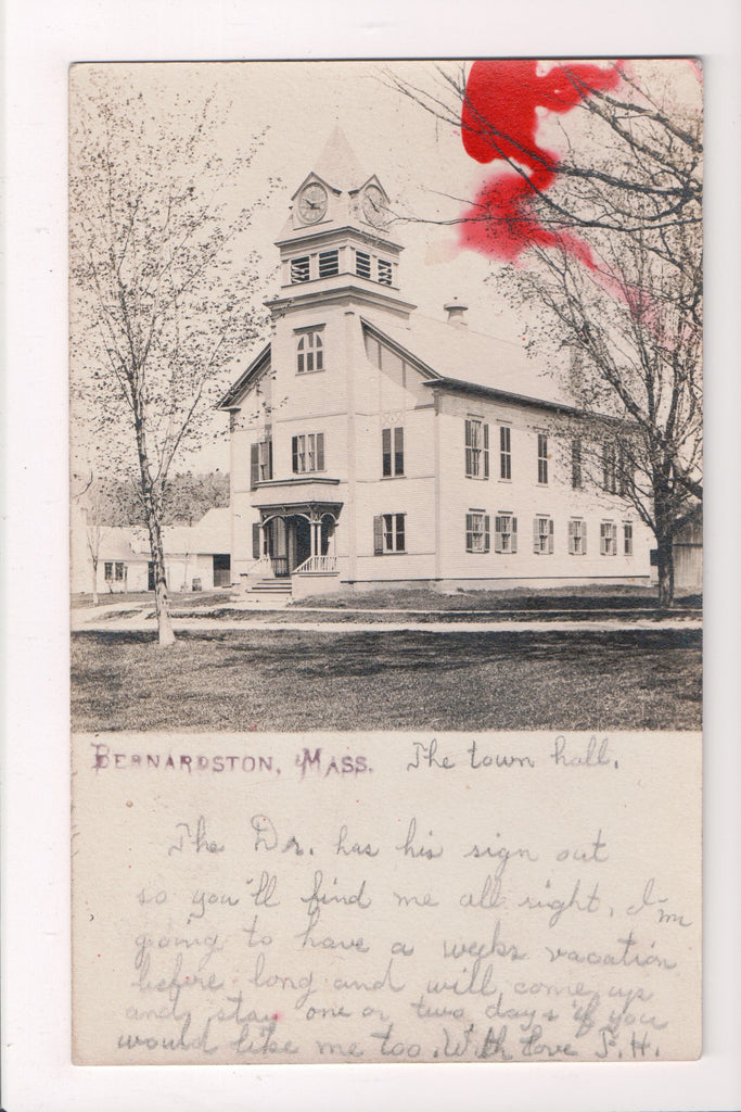 MA, Bernardston - Town Hall, @190_ Real Photo Postcard - BP0024