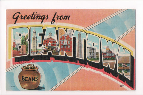 MA, BOSTON - Greetings from BEANTOWN, Large Letter postcard - C08571