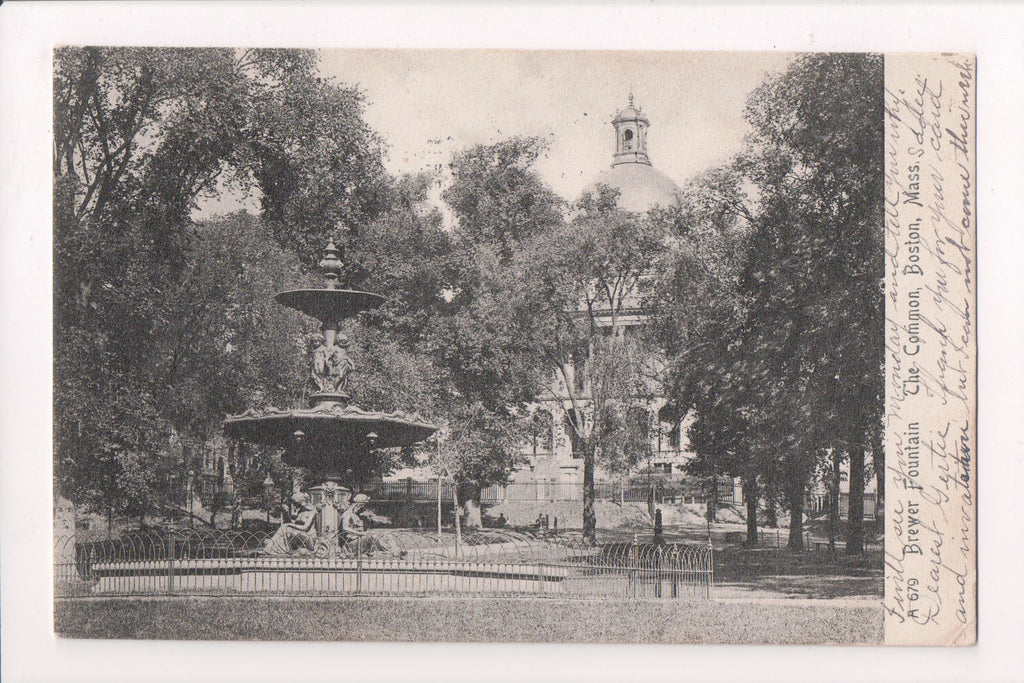 MA, Boston - Brewer Fountain in Common - BRIGHTON STATION flag killer - D07082