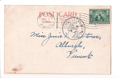 pm FLAG KILLER - MA, Brockton - 1907 cancel - MONTELLO STATION - H15003
