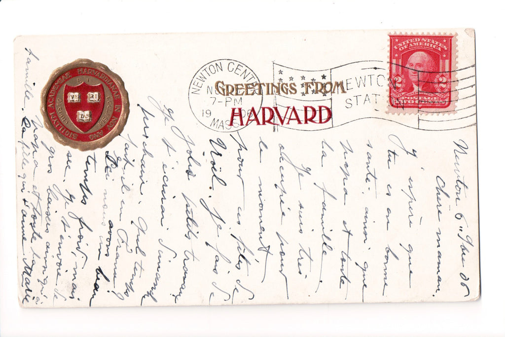 MA, Cambridge - Harvard original postcard with seal - CP0283