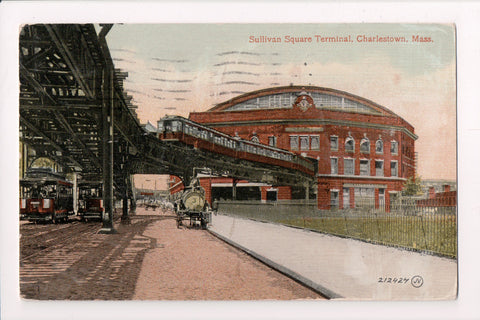 MA, Charlestown - Sullivan Square Terminal, @1914 vintage postcard - w01363