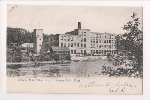 MA, CHICOPEE FALLS - Fisk Rubber Co - 1906 postcard - A12307 (DPO cancel)