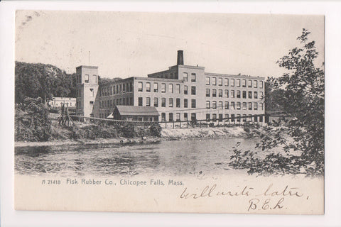 MA, Chicopee Falls - Fisk Rubber Co - 1906 postcard - A12307 (DPO cancel)