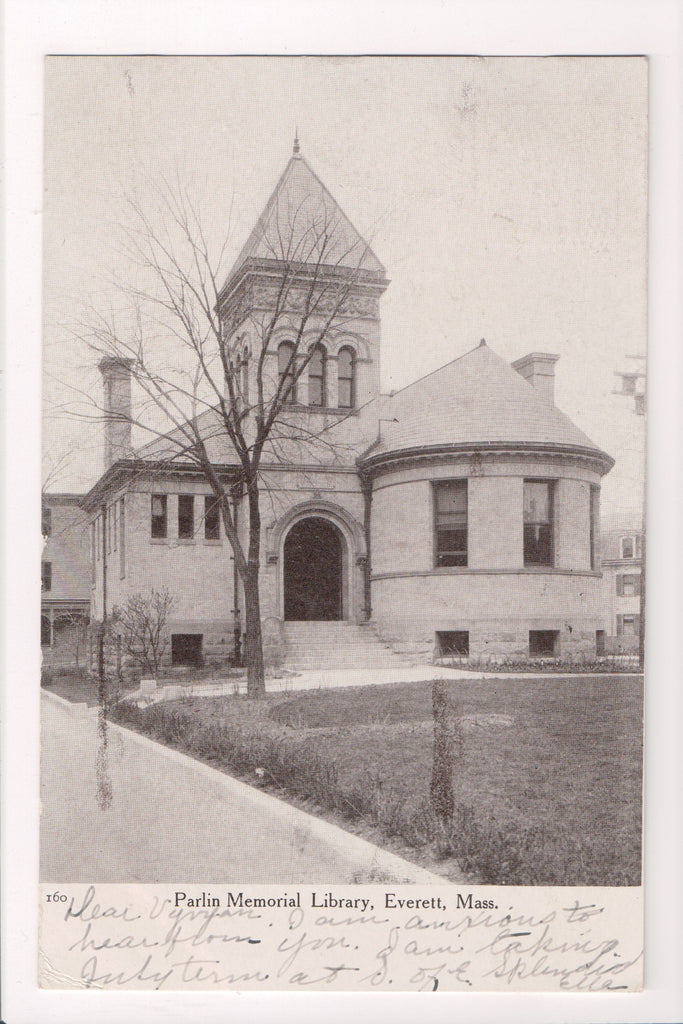 MA, Everett - Parlin Memorial Library - BACK BAY STATION 2 flag killer - E10168