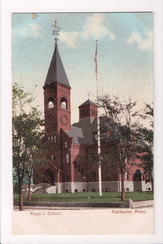 MA, Fairhaven - Rogers School - vintage postcard - CP0032