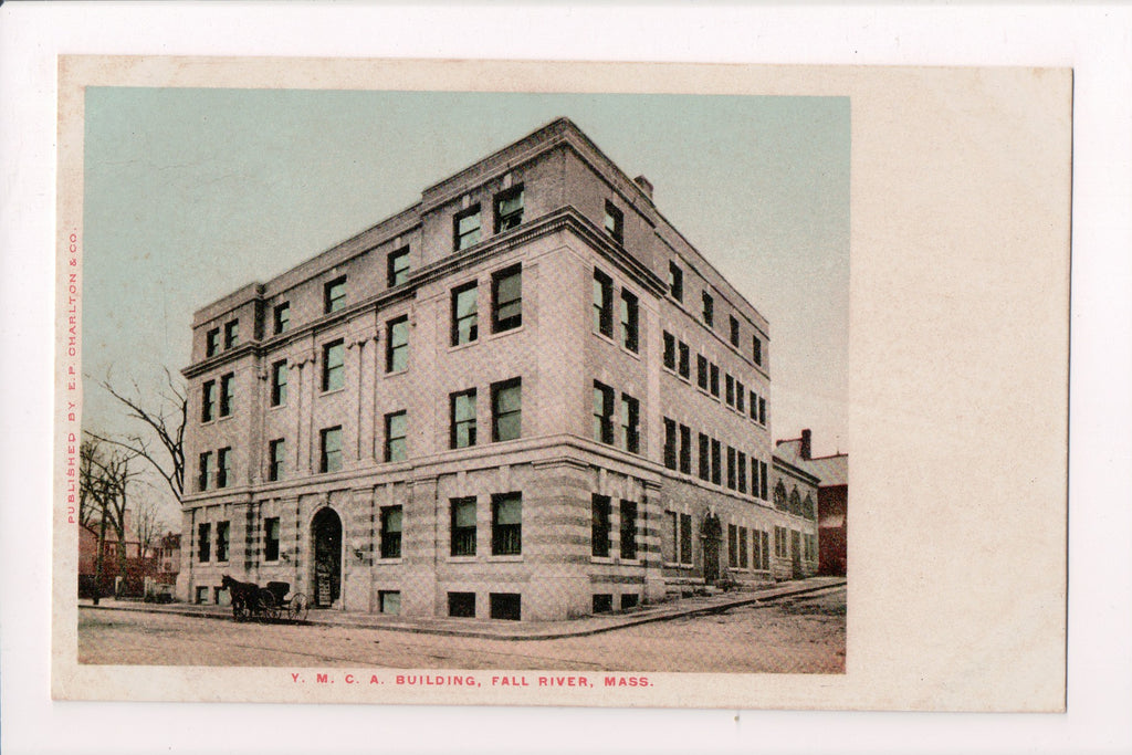 MA, Fall River - YMCA building, vintage E P Charlton postcard - CP0025