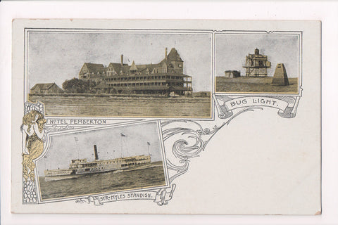 MA, Hull - Hotel Pemberton, Bug Light, Str Myles Standish - Mermaid? - w02369