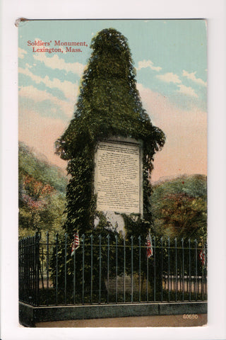 MA, Lexington - Soldiers Monument, close up, vine covered - C17249