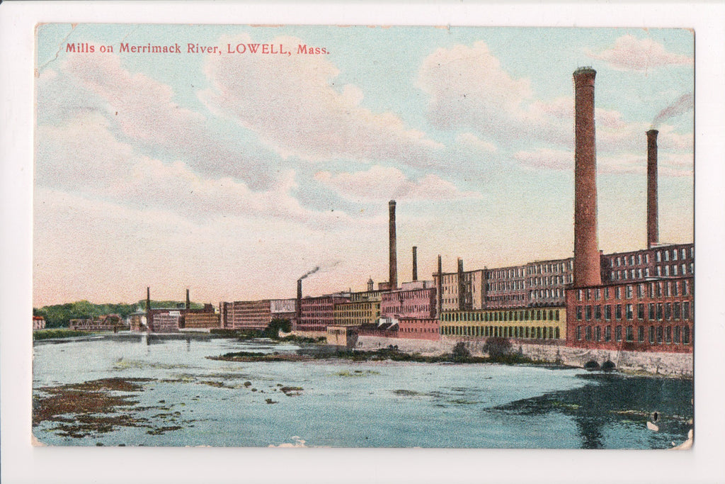 MA, Lowell - Mills on river - BROOKLINE STATION flag killer - S01169