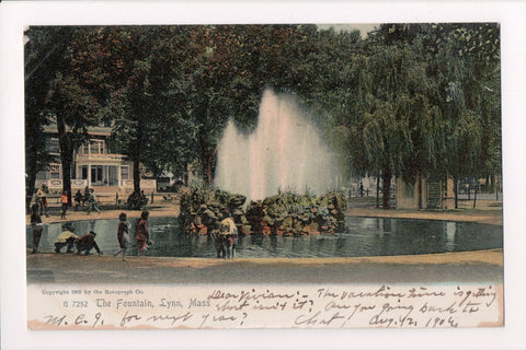 MA, Lynn - Water Fountain with kids in it - @1909 postcard - E10181