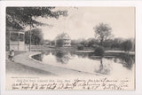 MA, Lynn - Lafayette Park, houses, gazebo - WEST LYNN STATION flag - E10182