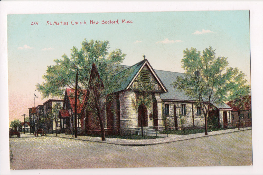 MA, New Bedford - St Martins Church, H S Hutchinson and Co postcard - CP0043