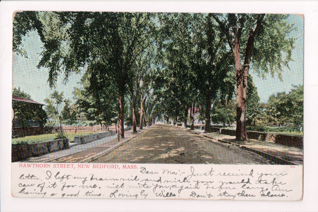 MA, NEW BEDFORD - Hawthorn St, @1907 vintage postcard - K03089