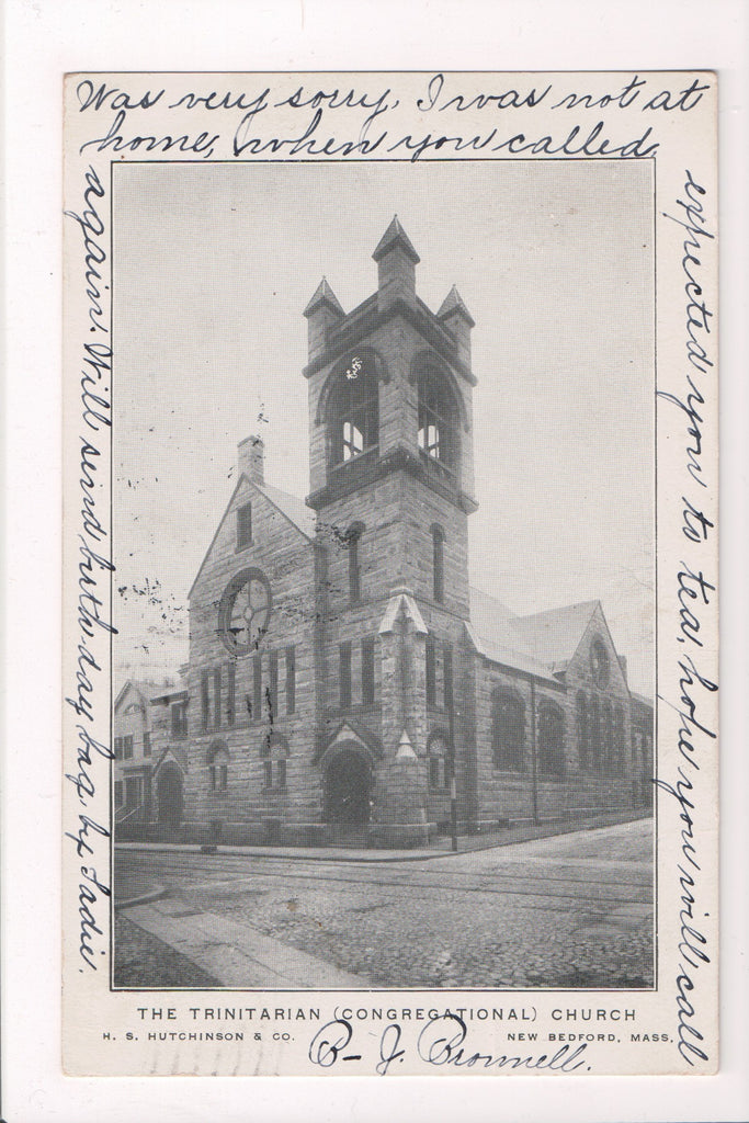 MA, New Bedford - Trinitarian (Congregational) Church, Hutchinson card - w03234