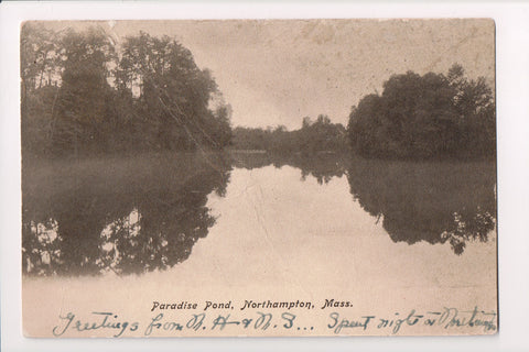 MA, Northampton - Paradise Pond - MB0246 - postcard **DAMAGED / AS IS**