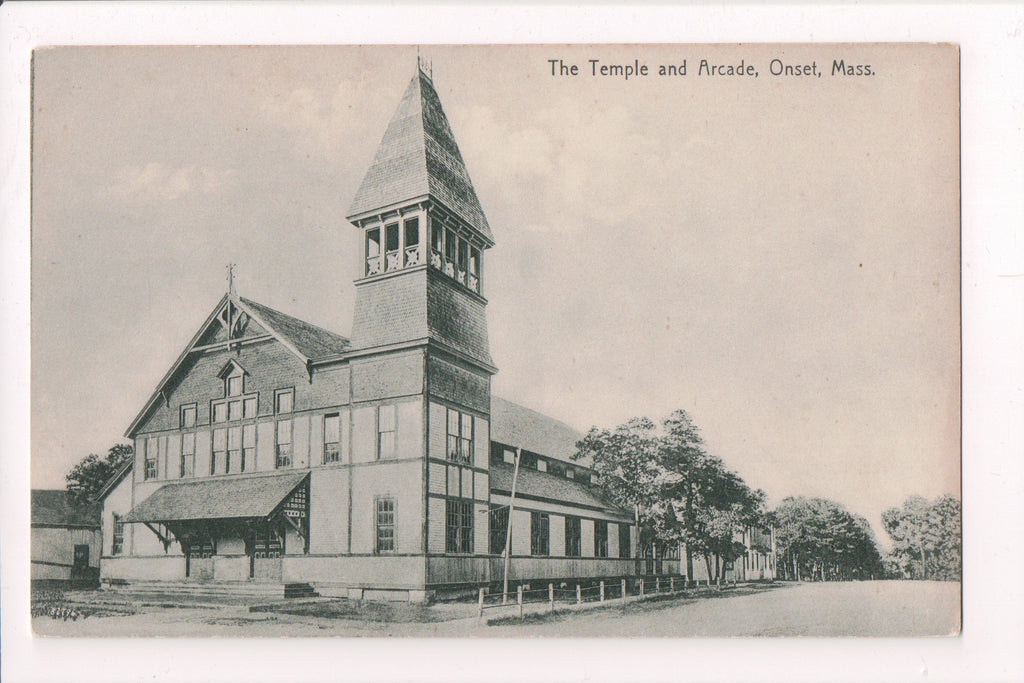 MA, Onset - Temple and Arcade, E J Jones vintage postcard - E04281