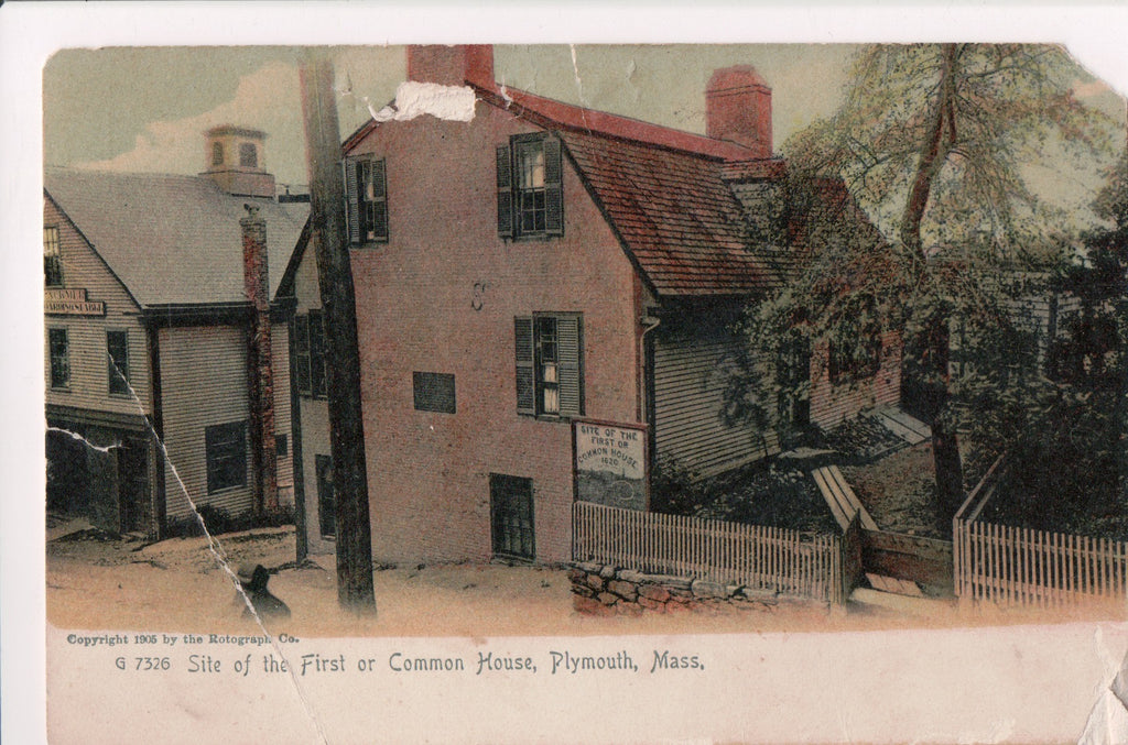 MA, Plymouth - First or Common House site - Z17060 - postcard **DAMAGED / AS IS*