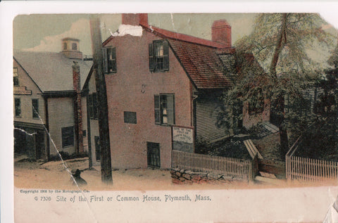 MA, Plymouth - First or Common House site - Z17060 - postcard **DAMAGED / AS IS*