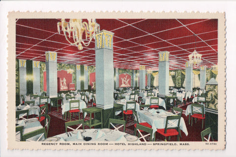 MA, Springfield - Highland Hotel - Regency Room Restaurant postcard - CP0584