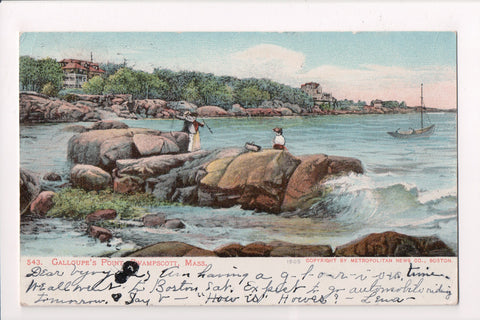 MA, Swampscott - Galloupes Point, people fishing - @1905 postcard - E10188
