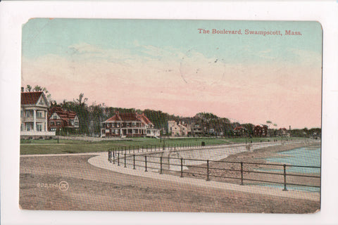 MA, Swampscott - The Boulevard, houses, @1910 postcard - w02782