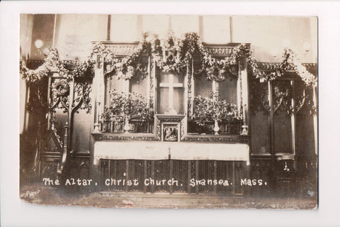 MA, SWANSEA - Christ Church, the altar, RPPC @1931 postcard - MB0754