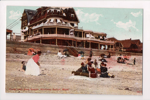 MA, Winthrop Beach - Crest Hall, beach scene, old fashion bathing suits - w04637
