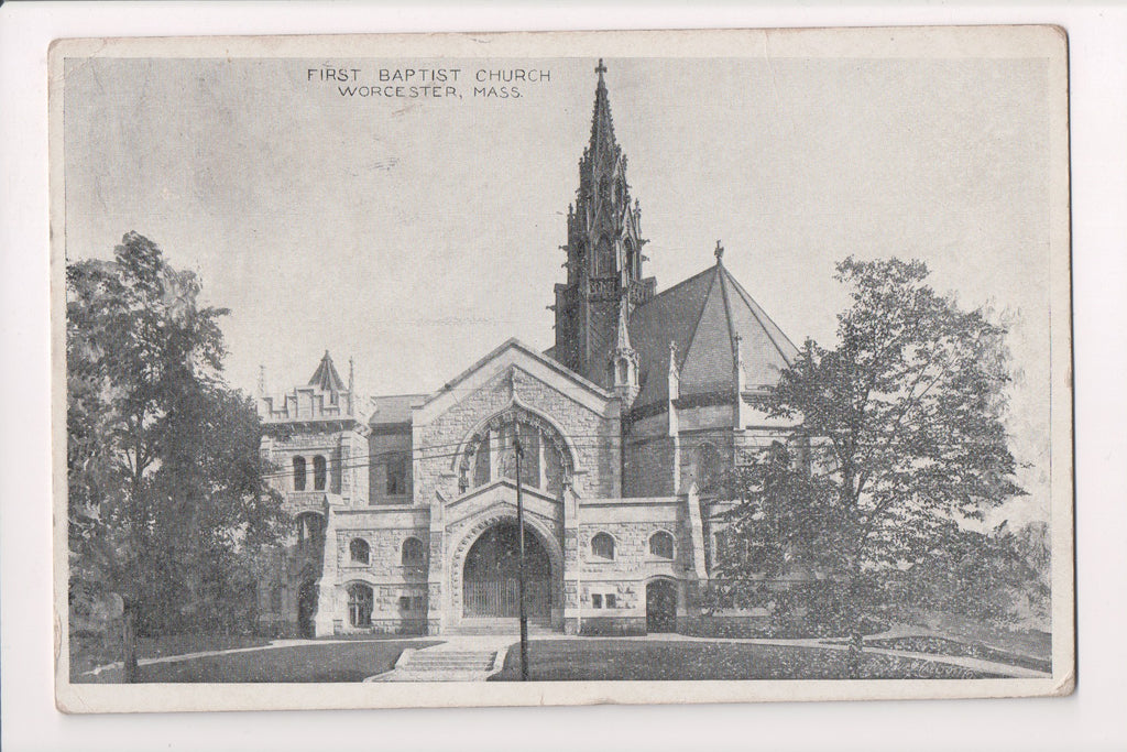 MA, WORCESTER - First Baptist Church - @1910 vintage postcard - D05060