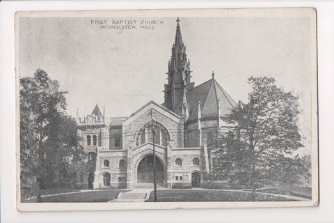 MA, Worcester - First Baptist Church - @1910 vintage postcard - D05060