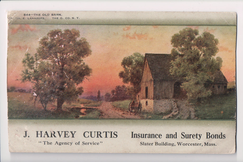 MA, WORCESTER - J Harvey Curtis Insurance, Surety Bonds - old blotter - D18081