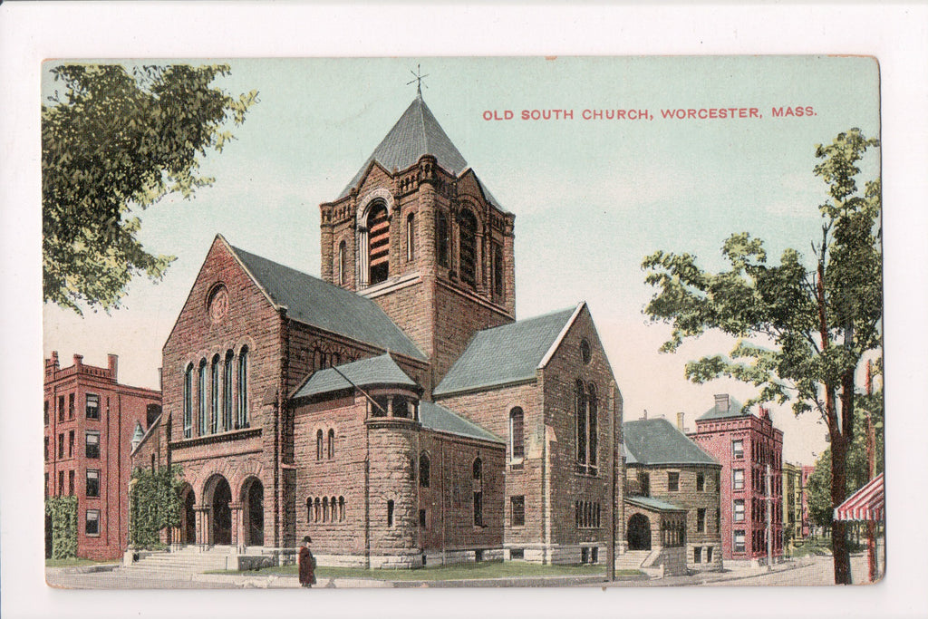 MA, WORCESTER - Old South Church, Langsdorf vintage postcard - G03094