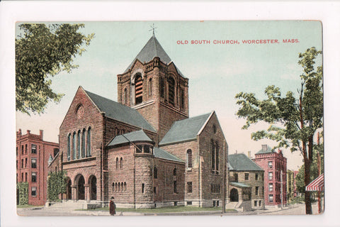 MA, Worcester - Old South Church, Langsdorf vintage postcard - G03094