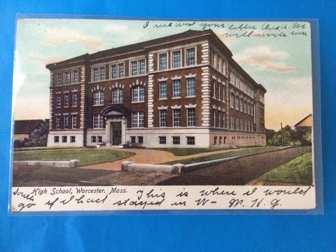 MA, Worcester - High School postcard - H15010