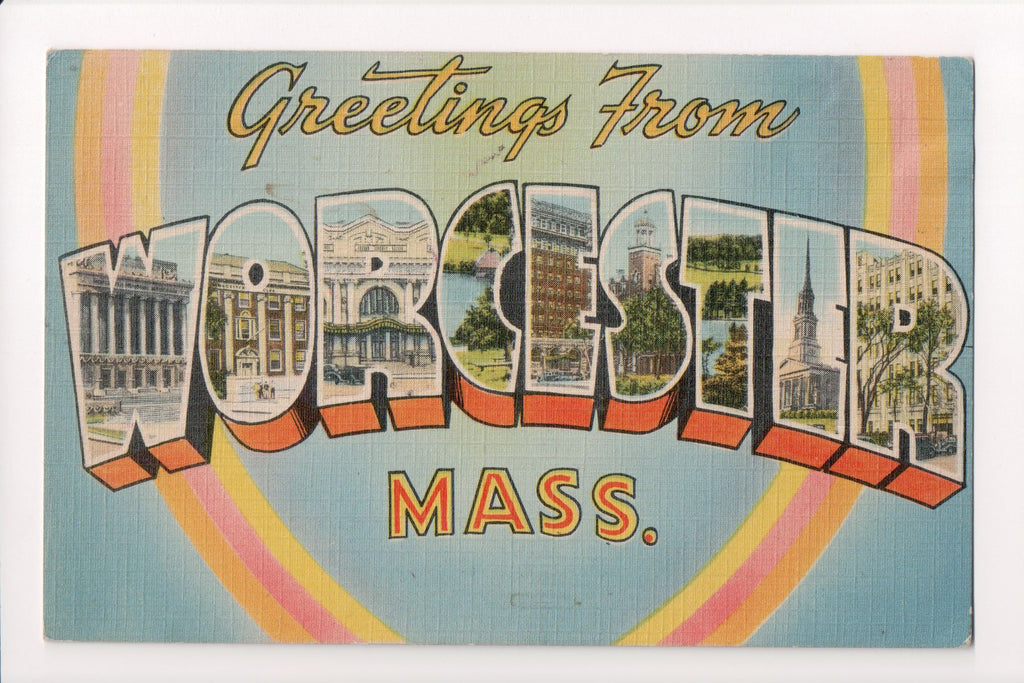 MA, WORCESTER - Greetings from, Large Letter postcard - MB0117