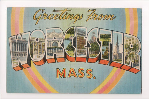 MA, Worcester - Greetings from, Large Letter postcard - MB0117